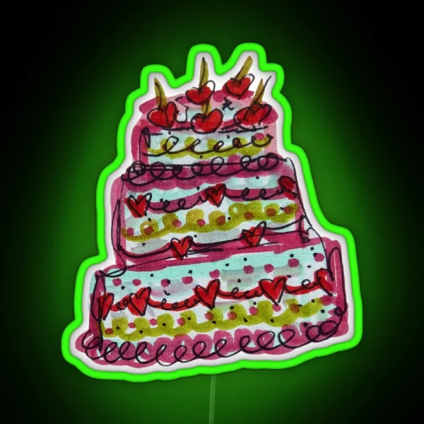 Cherry Birthday Cake RGB Neon Sign