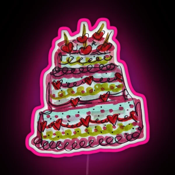 Cherry Birthday Cake RGB Neon Sign