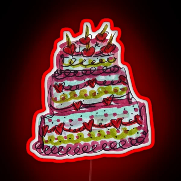 Cherry Birthday Cake RGB Neon Sign