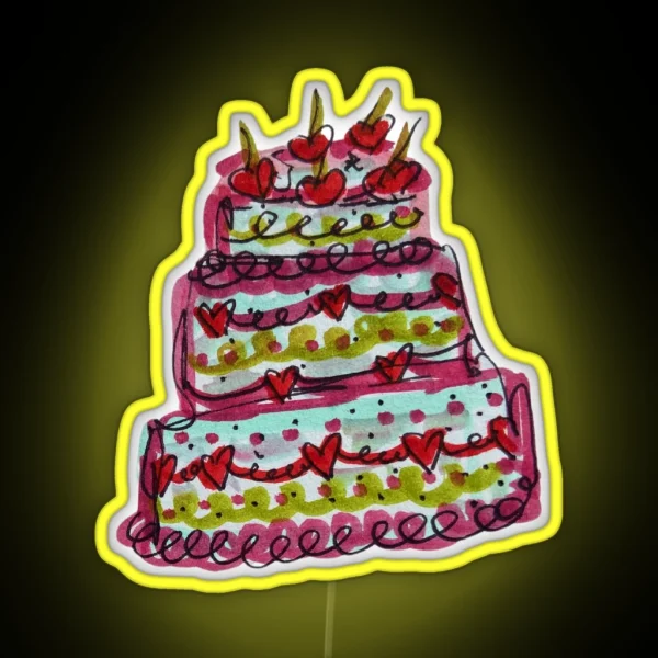 Cherry Birthday Cake RGB Neon Sign