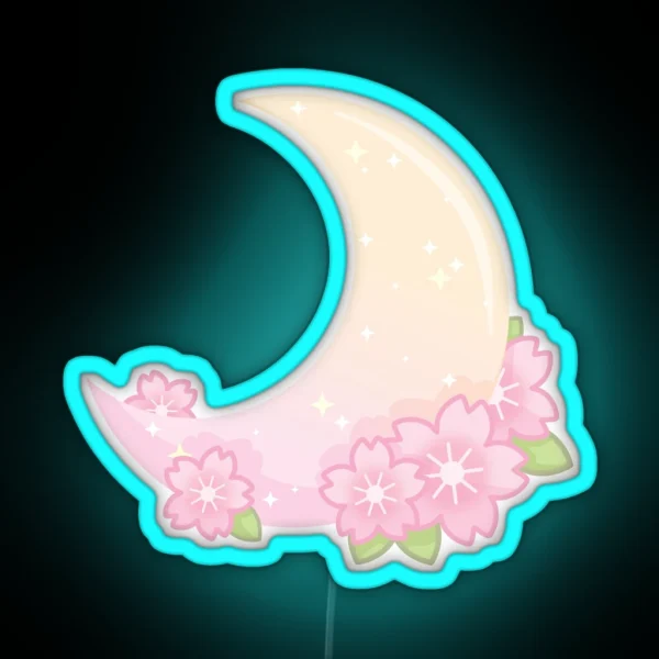 Cherry Blossom Gradient Moon RGB Neon Sign