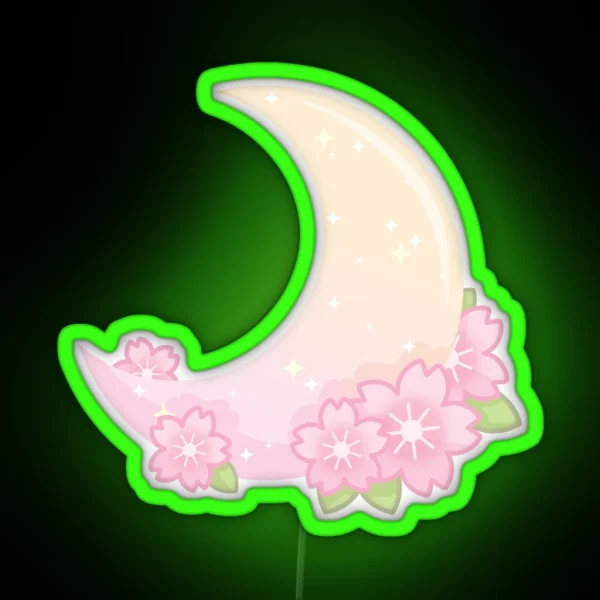 Cherry Blossom Gradient Moon RGB Neon Sign