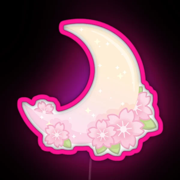Cherry Blossom Gradient Moon RGB Neon Sign