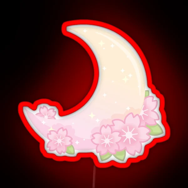 Cherry Blossom Gradient Moon RGB Neon Sign