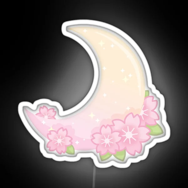 Cherry Blossom Gradient Moon RGB Neon Sign