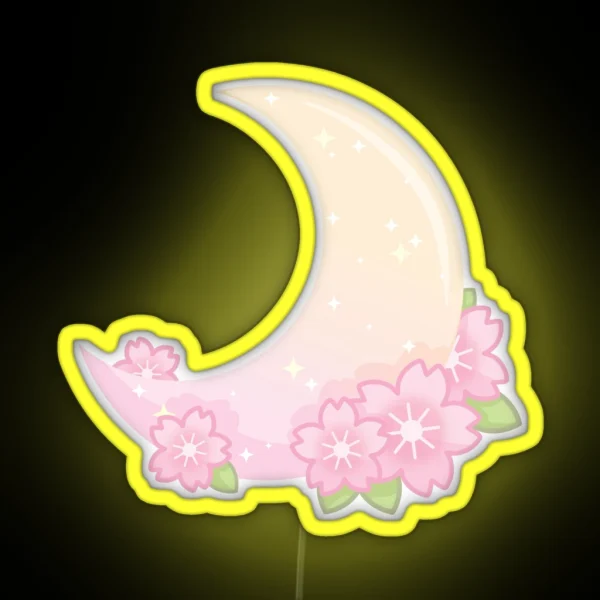 Cherry Blossom Gradient Moon RGB Neon Sign