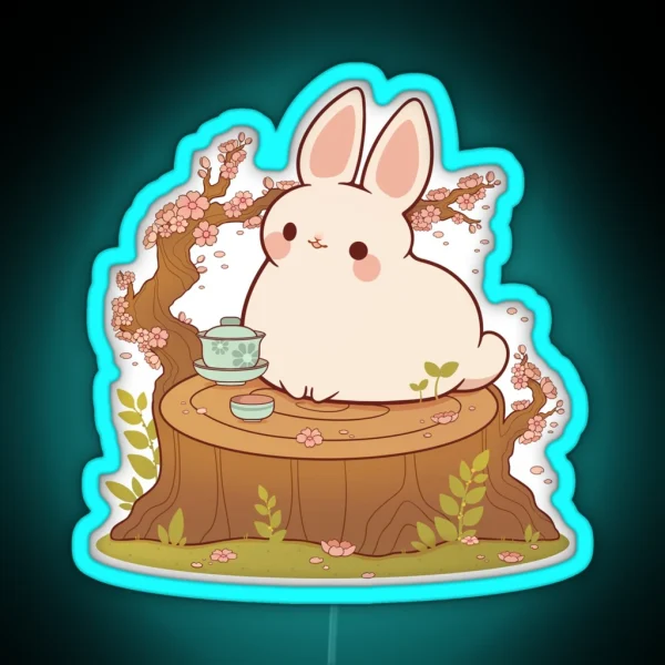 Cherry Blossom Tea Bunny RGB Neon Sign