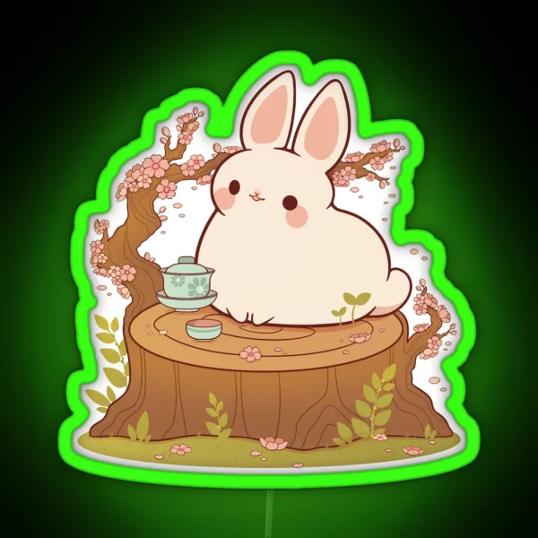 Cherry Blossom Tea Bunny RGB Neon Sign