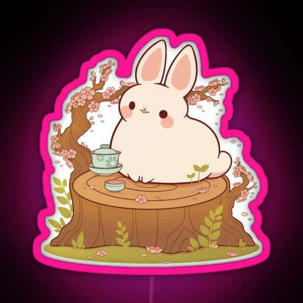 Cherry Blossom Tea Bunny RGB Neon Sign