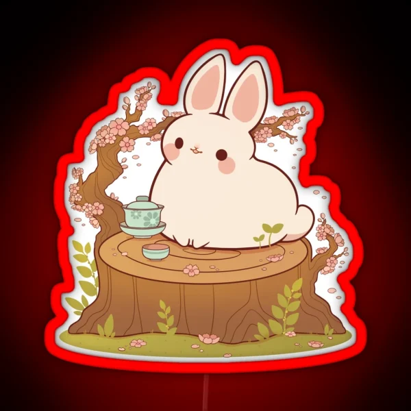 Cherry Blossom Tea Bunny RGB Neon Sign