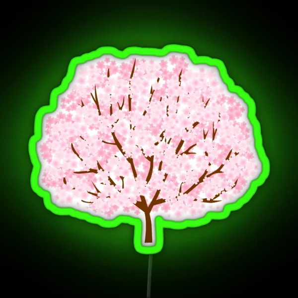Cherry Blossom Tree Cartoon RGB Neon Sign