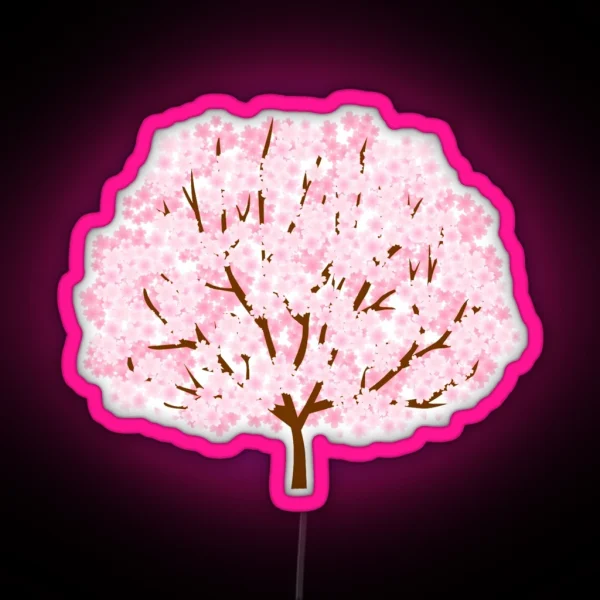 Cherry Blossom Tree Cartoon RGB Neon Sign
