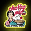 Colorful LED sign displays vibrant Cherry Pie cannabis strain logo design.