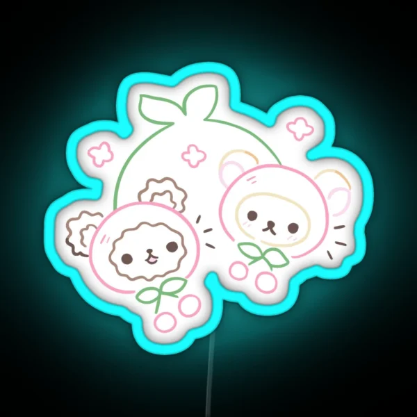 Cherry Rilakkuma And Korilakkuma RGB Neon Sign