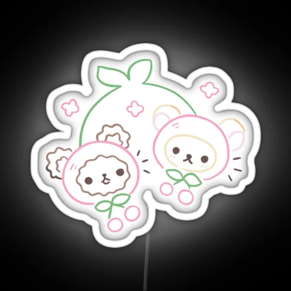 Cherry Rilakkuma And Korilakkuma RGB Neon Sign