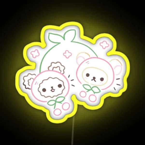 Cherry Rilakkuma And Korilakkuma RGB Neon Sign