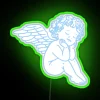 Whimsical Cherubic Angel LED Neon Sign with Vibrant Colorful Glowing Accents