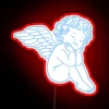 Plasma cut, hand-crafted cherub neon light decoration for home interior.