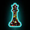 Glowing Neon Sign of Elegant Chess Piece: The Majestic Queen