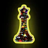 Neon LED chess queen figurine display sign with vibrant RGB colors