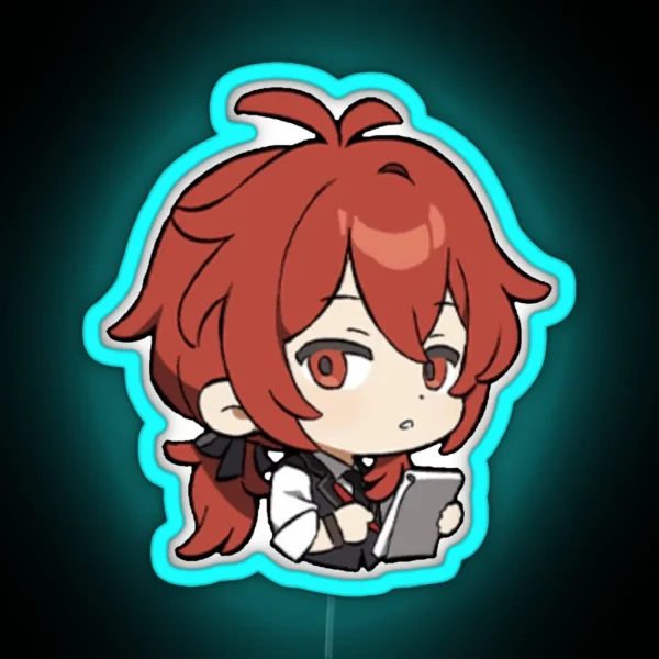 Chibi Diluc Genshin Impact RGB Neon Sign