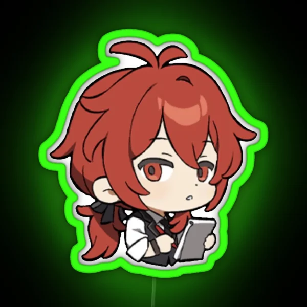 Chibi Diluc Genshin Impact RGB Neon Sign
