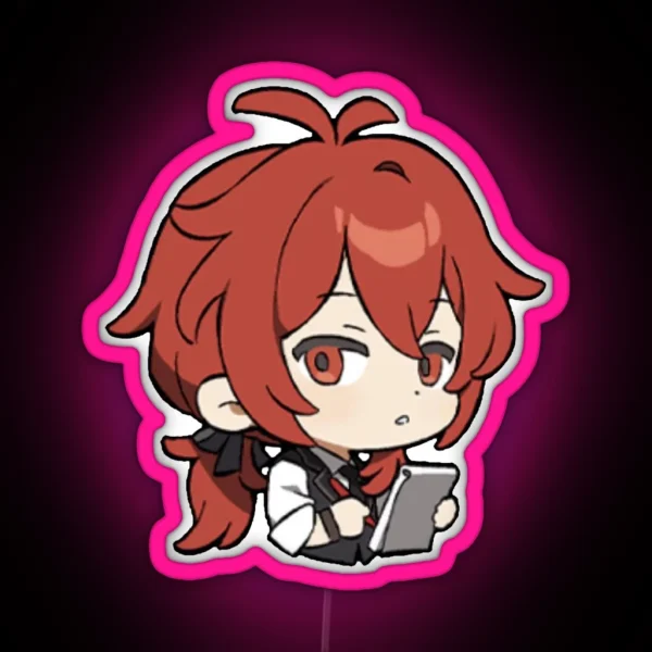 Chibi Diluc Genshin Impact RGB Neon Sign