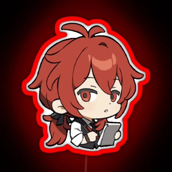 Chibi Diluc Genshin Impact RGB Neon Sign