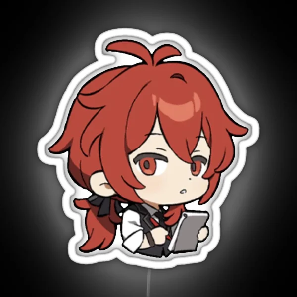 Chibi Diluc Genshin Impact RGB Neon Sign