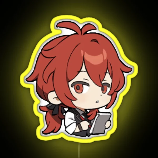Chibi Diluc Genshin Impact RGB Neon Sign