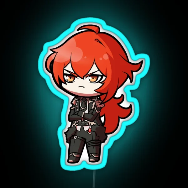Chibi Diluc Genshin Impact RGB Neon Sign