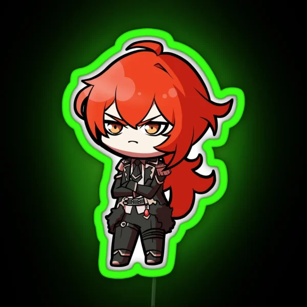 Chibi Diluc Genshin Impact RGB Neon Sign