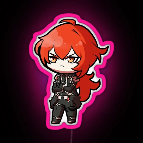 Chibi Diluc Genshin Impact RGB Neon Sign