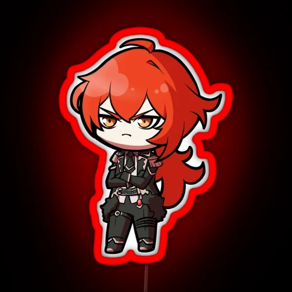 Chibi Diluc Genshin Impact RGB Neon Sign