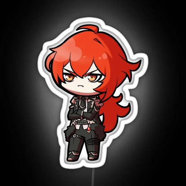 Chibi Diluc Genshin Impact RGB Neon Sign