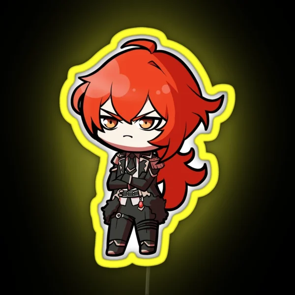 Chibi Diluc Genshin Impact RGB Neon Sign