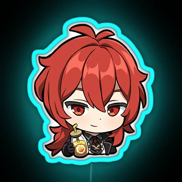 Chibi Diluc Genshin Impact RGB Neon Sign