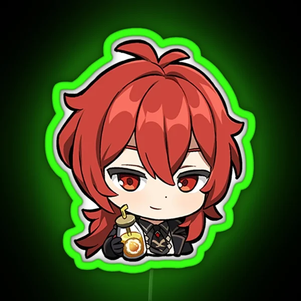 Chibi Diluc Genshin Impact RGB Neon Sign