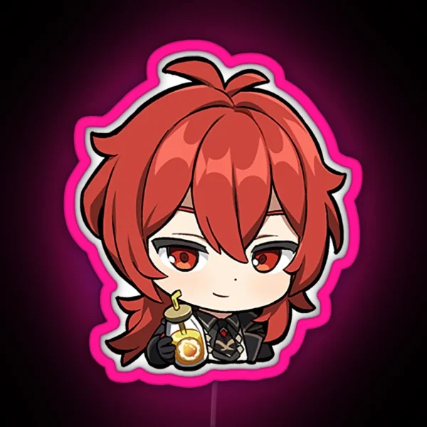 Chibi Diluc Genshin Impact RGB Neon Sign