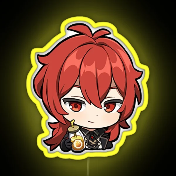Chibi Diluc Genshin Impact RGB Neon Sign