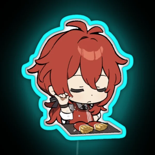 Chibi Diluc Genshin Impact RGB Neon Sign