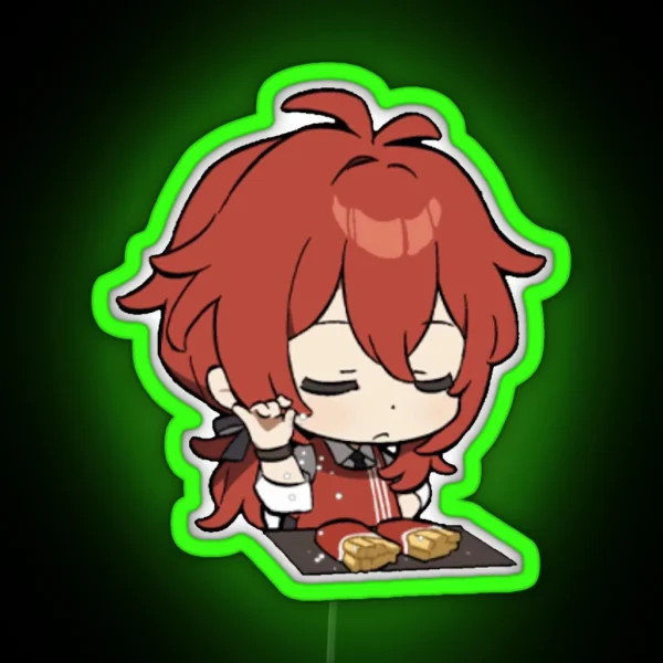 Chibi Diluc Genshin Impact RGB Neon Sign