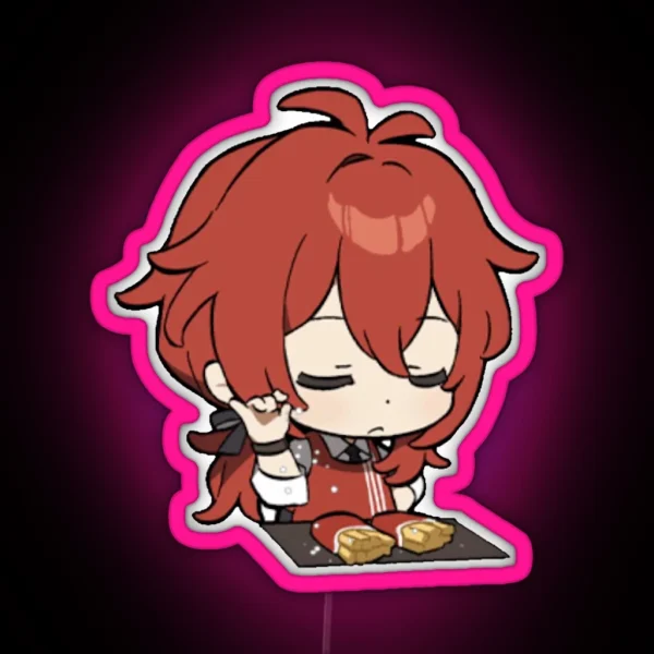 Chibi Diluc Genshin Impact RGB Neon Sign