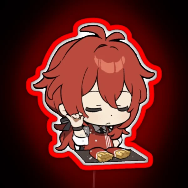 Chibi Diluc Genshin Impact RGB Neon Sign