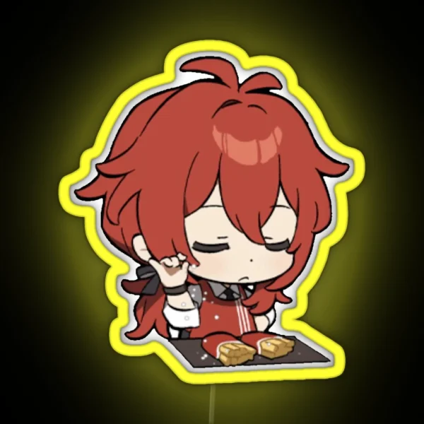 Chibi Diluc Genshin Impact RGB Neon Sign