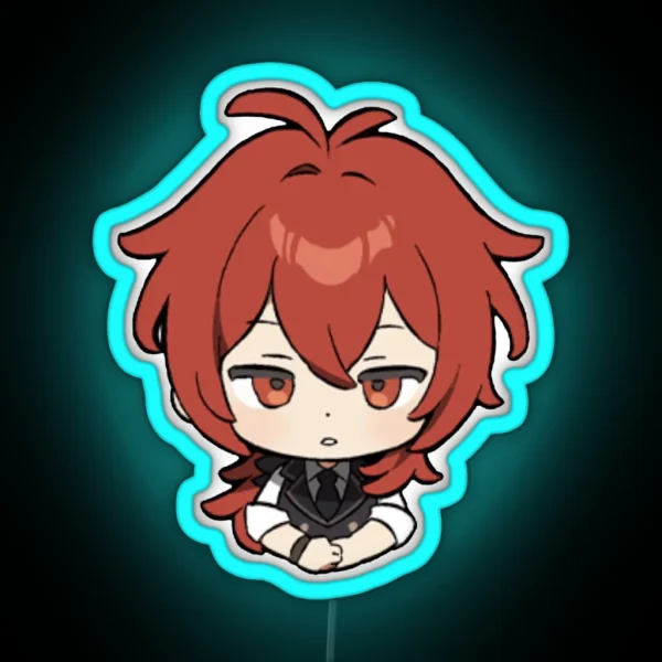 Chibi Diluc Genshin Impact RGB Neon Sign
