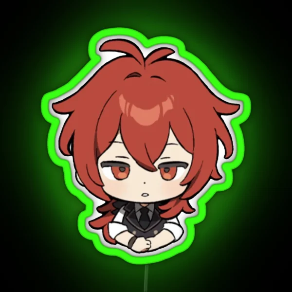 Chibi Diluc Genshin Impact RGB Neon Sign