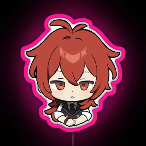 Chibi Diluc Genshin Impact RGB Neon Sign