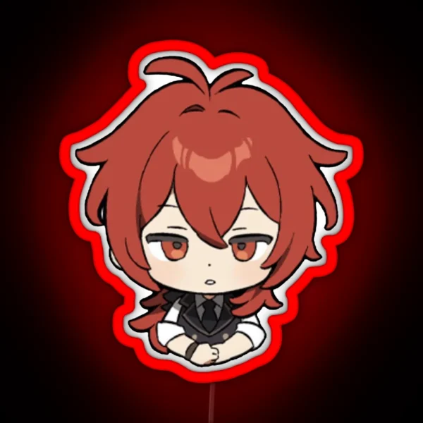 Chibi Diluc Genshin Impact RGB Neon Sign