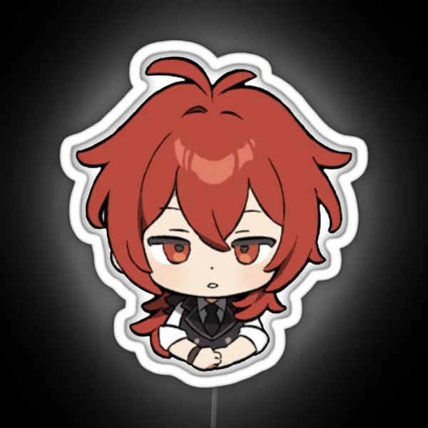Chibi Diluc Genshin Impact RGB Neon Sign